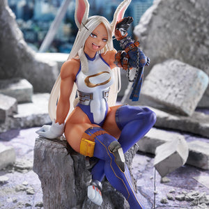 Full promotional view of Mirko with the tongue-out face plate displayed among cityscape ruins.