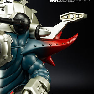 Close-up macro shot of the Mecha Ghoulghilas shoulder armor and mechanical shoulder-mounted sensors.