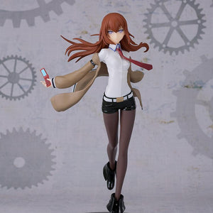 Assembled Kurisu Makise Reincarnation series figure model displayed in front of a time-travel gear backdrop.