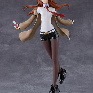 Full-body front view of the assembled Kurisu Makise Reincarnation plastic model kit wearing her iconic school uniform.