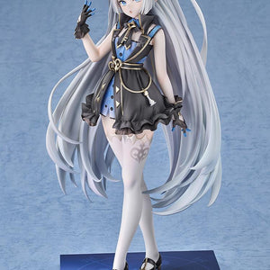 Three-quarter angle view of the Tyrant 1/7 scale figure from Stella Sora highlighting long flowing silver hair and detailed costume accents.