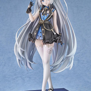Full body view of the Stella Sora Tyrant female 1/7 scale anime figure standing on a square blue display base against a light blue backdrop.