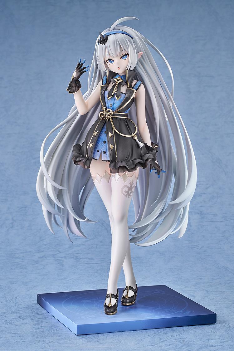 Full body view of the Stella Sora Tyrant female 1/7 scale anime figure standing on a square blue display base against a light blue backdrop.