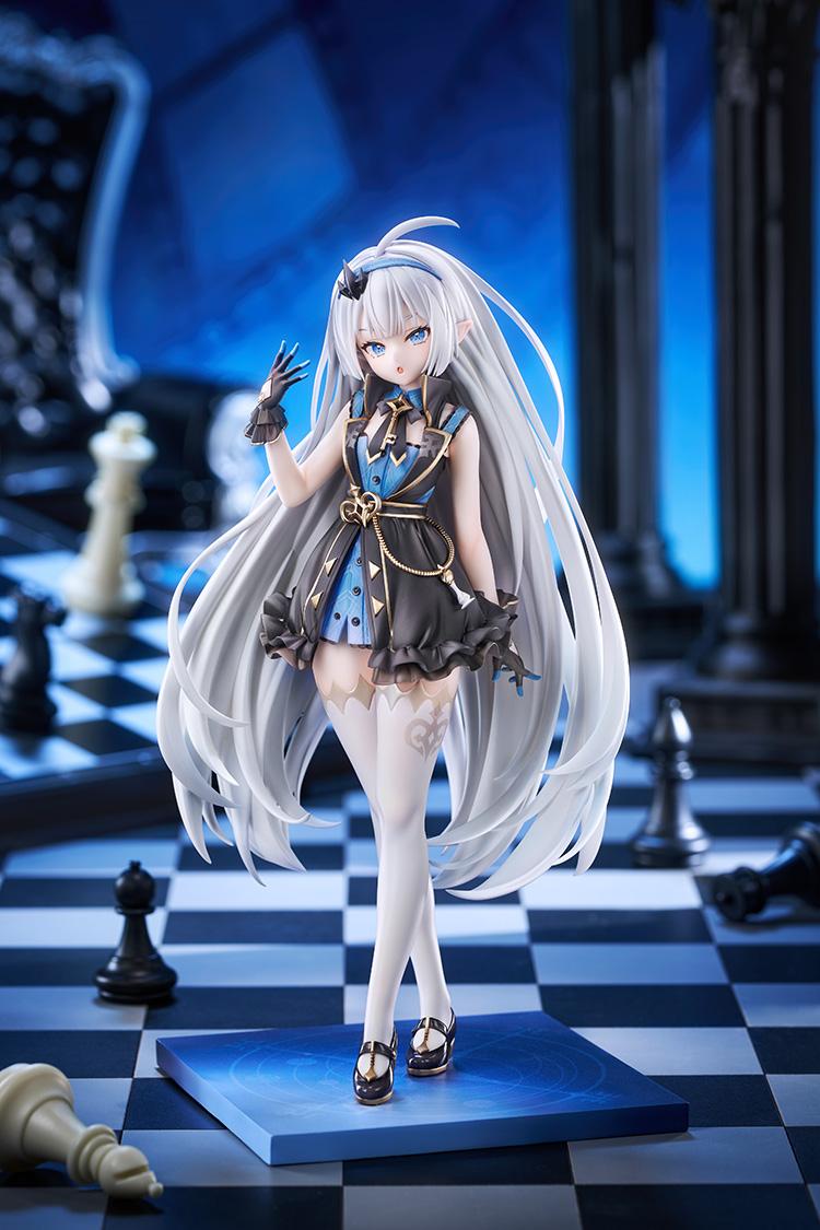 Stella Sora Tyrant 1/7 scale figure showcased on a black and white chessboard studio environment with chess pieces.