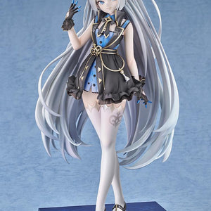 Full body shot of the Tyrant 1/7 scale figure displaying the alternate smiling face option on a square blue display base.
