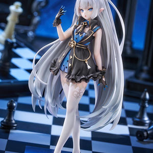 Angled display shot of the Stella Sora Tyrant scale figure standing on a blue base over a giant chessboard floor.
