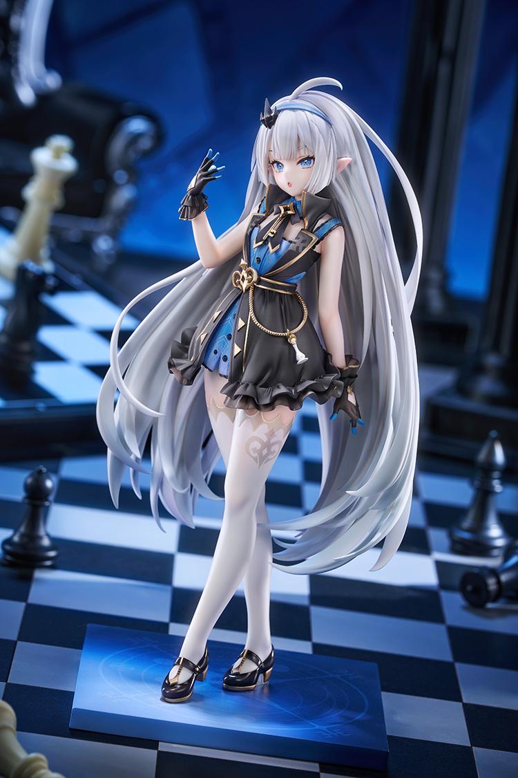 Angled display shot of the Stella Sora Tyrant scale figure standing on a blue base over a giant chessboard floor.