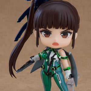 EVE Nendoroid from Stellar Blade featuring the battle face plate and holding her signature blade accessory.
