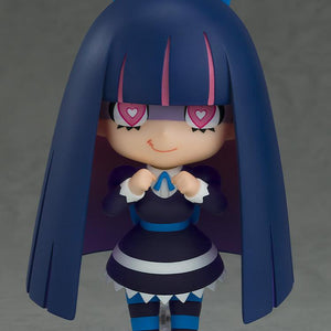 Nendoroid Stocking collectible figure showcasing the smitten face plate with pink heart eyes and a smirk while making a heart hand gesture.