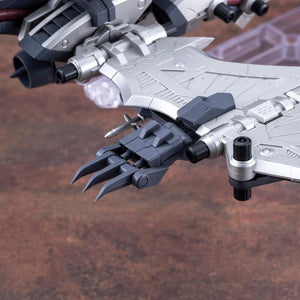 Close-up of the articulated Iron Claw weapon mounted on the Storm Sworder's wing edge.