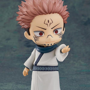 Sukuna Nendoroid action figure displaying his arrogant sneering face plate with his left hand extended forward.