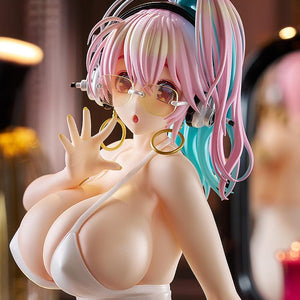 Close-up of the Super Sonico figure featuring her surprised facial expression and iconic headphones.