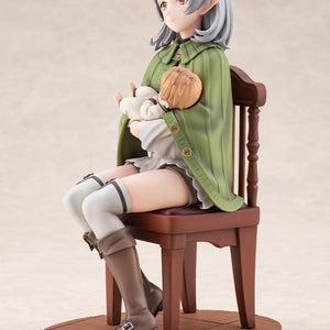 Right side profile of the Mushoku Tensei Sylphiette and Lucie Greyrat 1/7 scale figure seated on an estate chair.