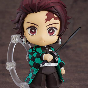 Tanjiro Kamado Nendoroid standing on a square display base with a determined standard expression.