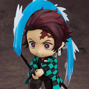 Tanjiro Nendoroid using the Second Style: Water Wheel effect part with a gallant combat face plate.