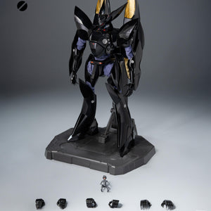 Threezero ROBO-DOU Griffon Aqua Unit figure set showing display stand, interchangeable hands, and Bud Renard Harchand mini pilot figure.
