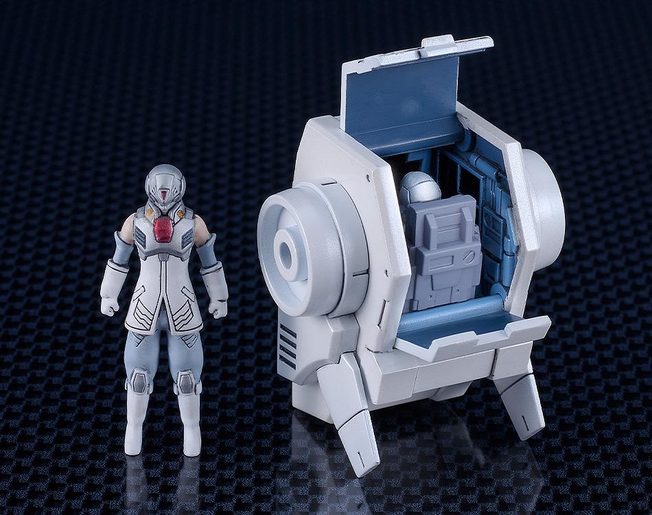 1/48 scale imperial army pilot miniature figure alongside the Vector's detachable cockpit pod.