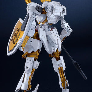 Rear view of the SIDE:GR Vector showing the backpack hardpoints, leg thrusters, and rear armor plating.