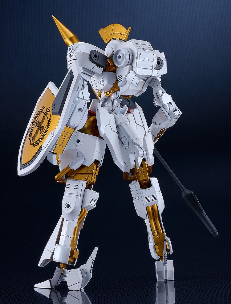 Rear view of the SIDE:GR Vector showing the backpack hardpoints, leg thrusters, and rear armor plating.