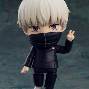 Toge Inumaki Nendoroid standing on a clear base with his standard expression and closed neck warmer.