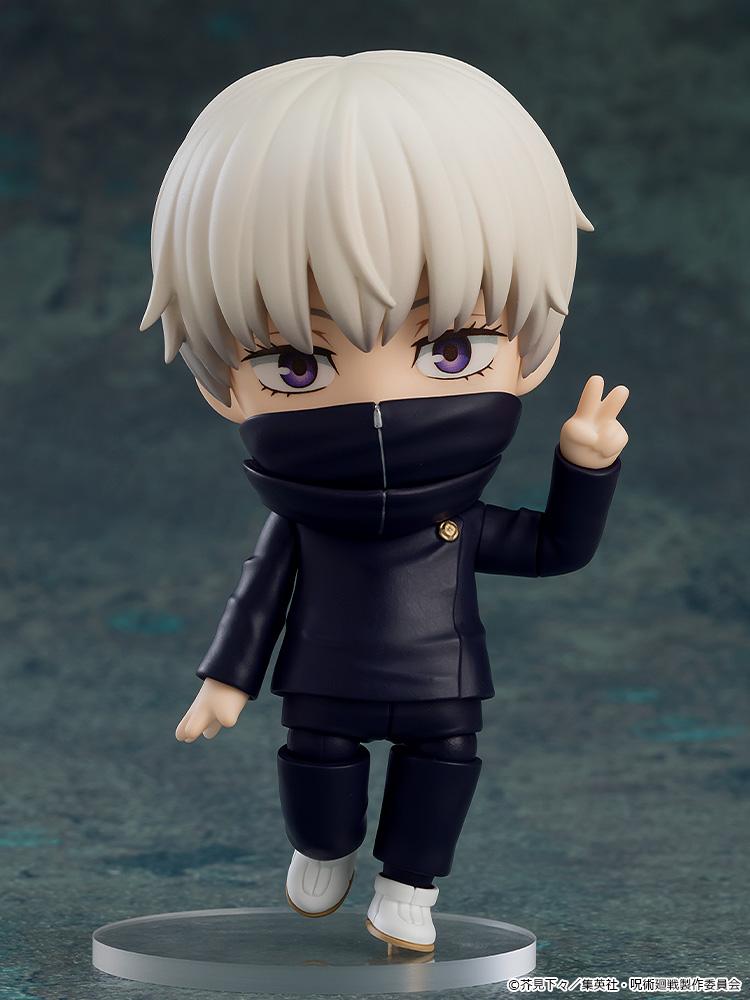 Toge Inumaki Nendoroid standing on a clear base with his standard expression and closed neck warmer.