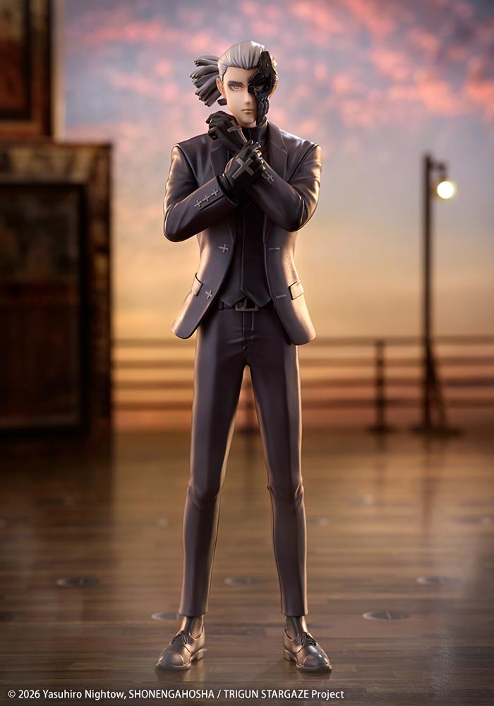 Full-body shot of Livio the Double Fang figure posed against a warm sunset backdrop background