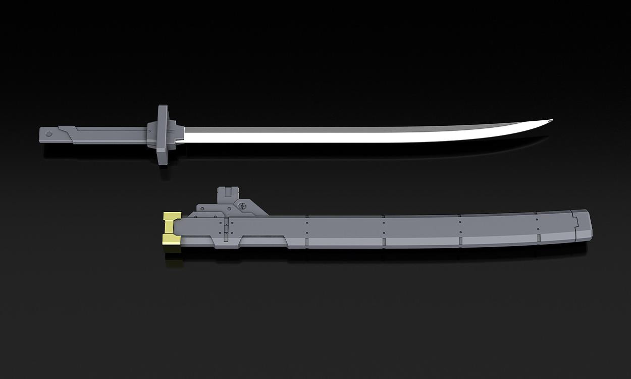Detailed view of the Type 10 Modified Monomolecular Blade and its scabbard.