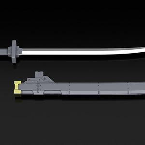 Detailed view of the Type 10 Modified Monomolecular Blade and its scabbard.