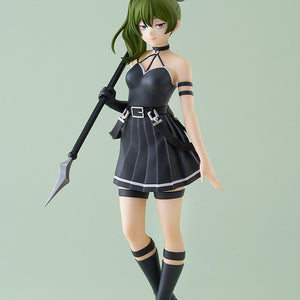 Full-length studio shot of the Ubel figure by Good Smile Company, showing her green hair, purple eyes, and detailed Phantom Thief-style attire.