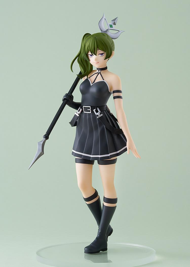 Full-length studio shot of the Ubel figure by Good Smile Company, showing her green hair, purple eyes, and detailed Phantom Thief-style attire.