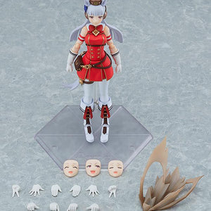 Comprehensive view of Gold Ship figma accessories including face plates, hands, and dash effect.