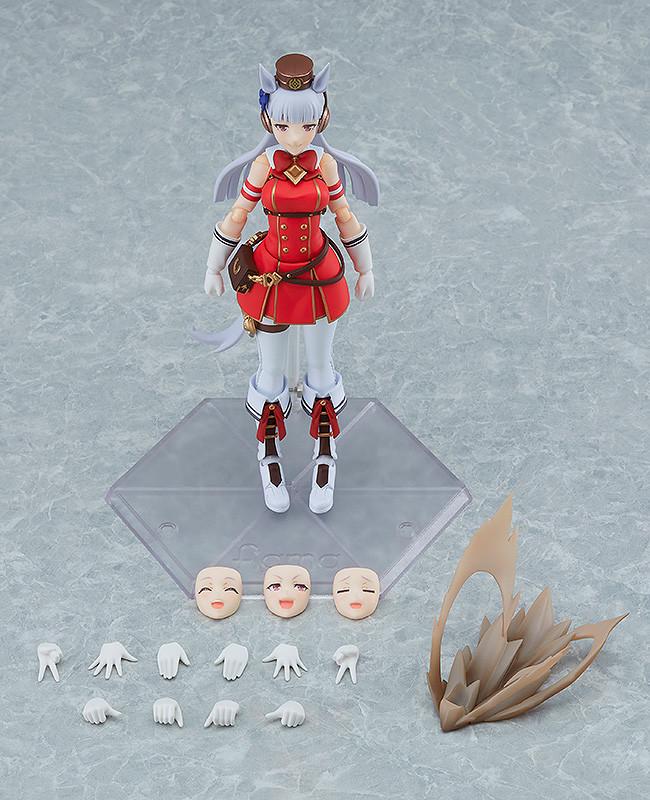 Comprehensive view of Gold Ship figma accessories including face plates, hands, and dash effect.