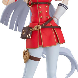 Portrait of Gold Ship figma action figure from Umamusume Pretty Derby in her red and white racing uniform.