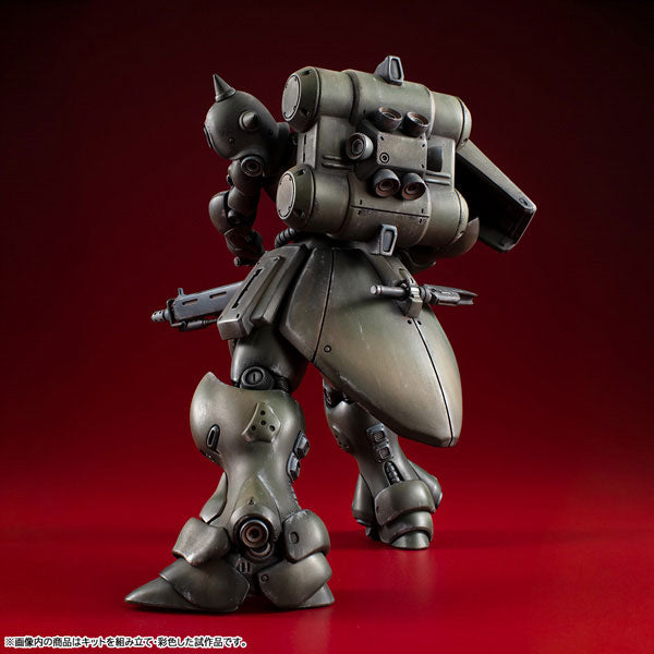 Rear view of the assembled VAKIT Geara Doga Commander Type gundam model kit showcasing the backpack thrusters, detailed armor plating, and rear skirt.