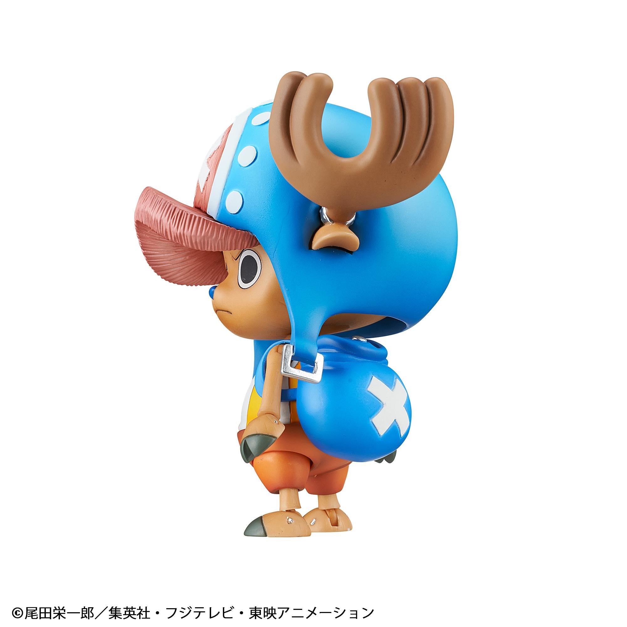 Side profile of the Chopper action figure highlighting the blue medical backpack and hat attachment.