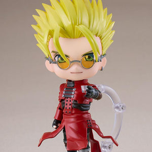 Trigun Maximum Vash the Stampede Nendoroid holding a small drink glass with a calm, neutral facial expression.