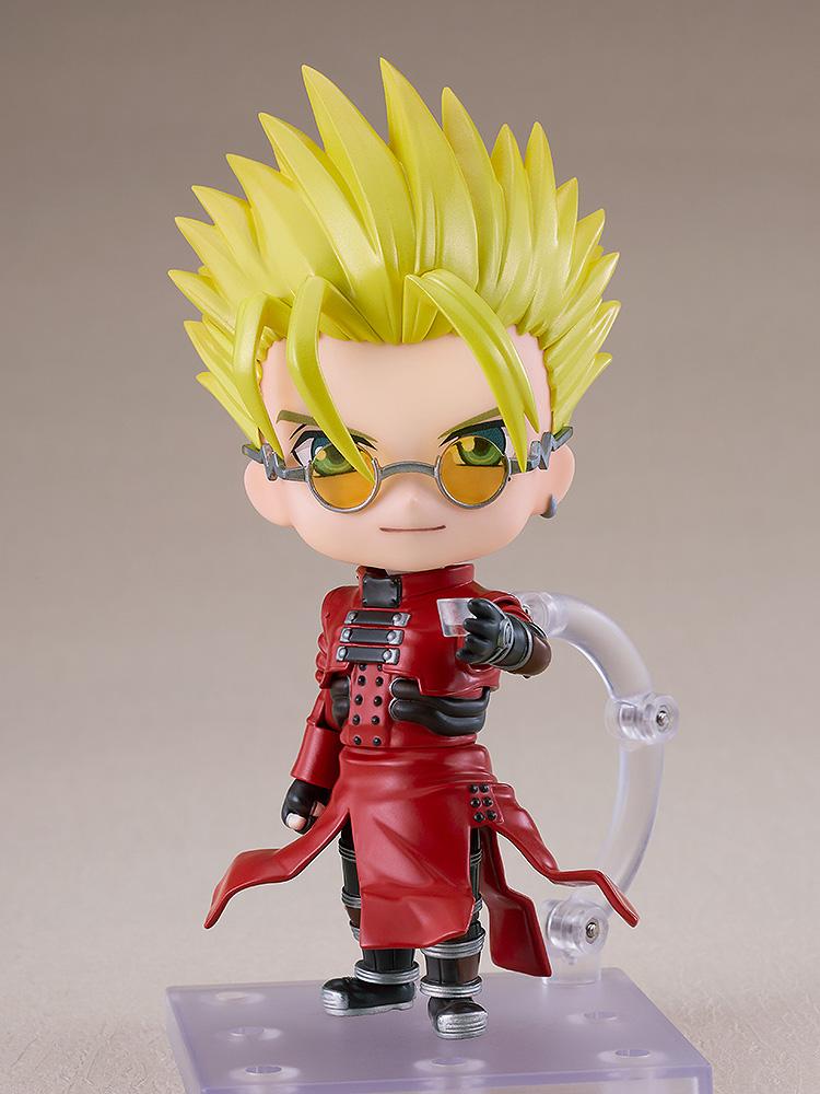 Trigun Maximum Vash the Stampede Nendoroid holding a small drink glass with a calm, neutral facial expression.