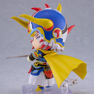 Side profile of the Warrior of Light Nendoroid highlighting the intricate helmet design and layered armor plates.