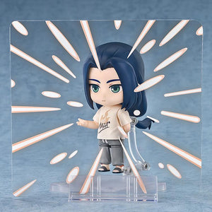 Wuxian Nendoroid figure displayed behind a clear speed-line impact effect sheet accessory on a clear stand.