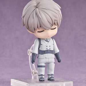 Studio shot of Xavier Nendoroid with the closed-eyes sleeping face plate.