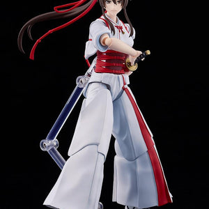Sagiri figma standing in her white and red executioner outfit holding her sword hilt.