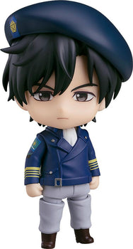 Front view of Yang Wen-li Nendoroid figure in the Free Planets Alliance admiral uniform with removable beret.