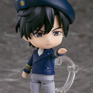 Yang Wen-li Nendoroid in a serious tactical pose pointing forward, capturing his role as a magician tactician.