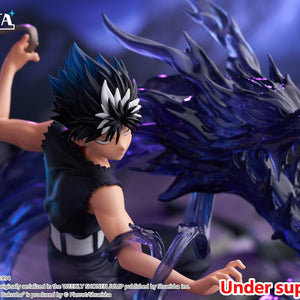 Wide cinematic banner shot focusing on Hiei's stern expression alongside the translucent dragon maw.