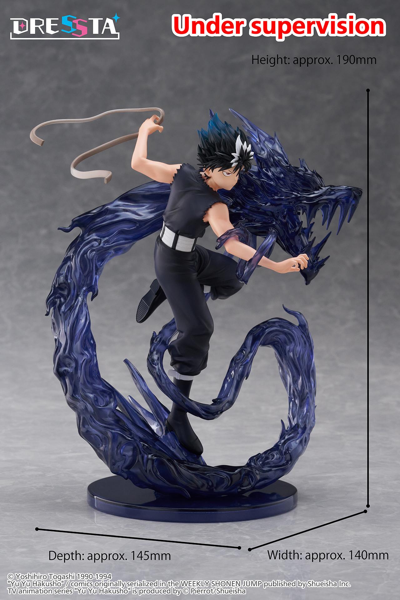 Product dimension diagram for Hiei DRESSTA figure indicating height 190mm, depth 145mm, and width 140mm.