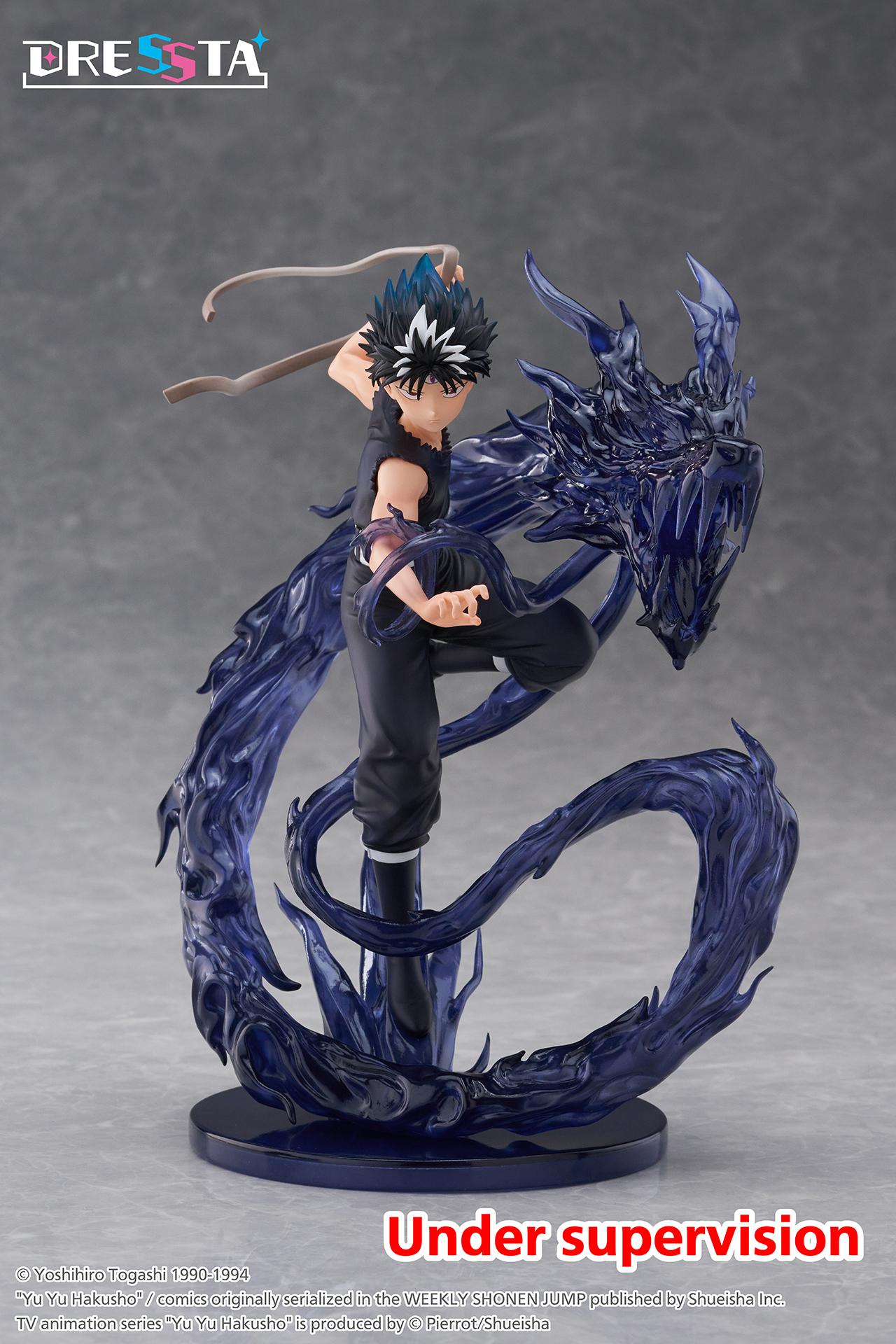Yu Yu Hakusho Hiei DRESSTA figure unleashing Jao Enma Kokuryuha with clear black flame dragon effect part on circular base.