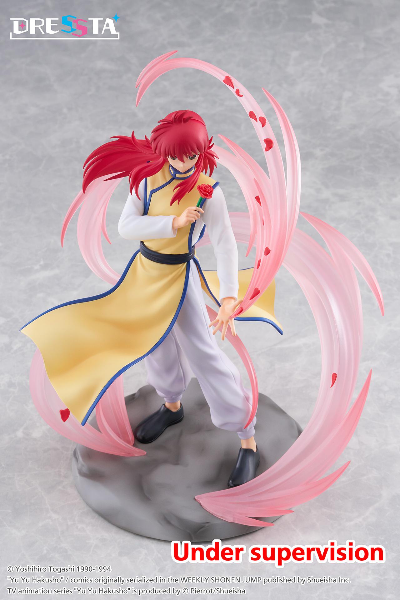 Elevated high-angle view of the Kurama DRESSTA figure showing the full petal vortex silhouette on the base.