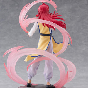 Rear back view of Kurama DRESSTA figure showcasing long red hair sculpt, sash detailing, and spiraling energy rings.