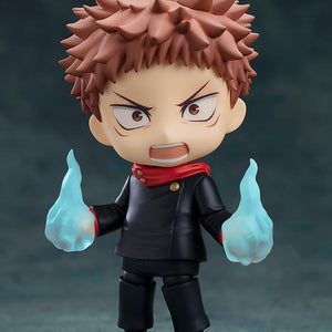 Yuji Itadori Nendoroid with translucent blue cursed energy effect parts on his hands for combat sequences.