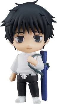 Yuta Okkotsu Nendoroid #1766 in his standard standing pose holding the blue sword case strap, isolated against a white background.